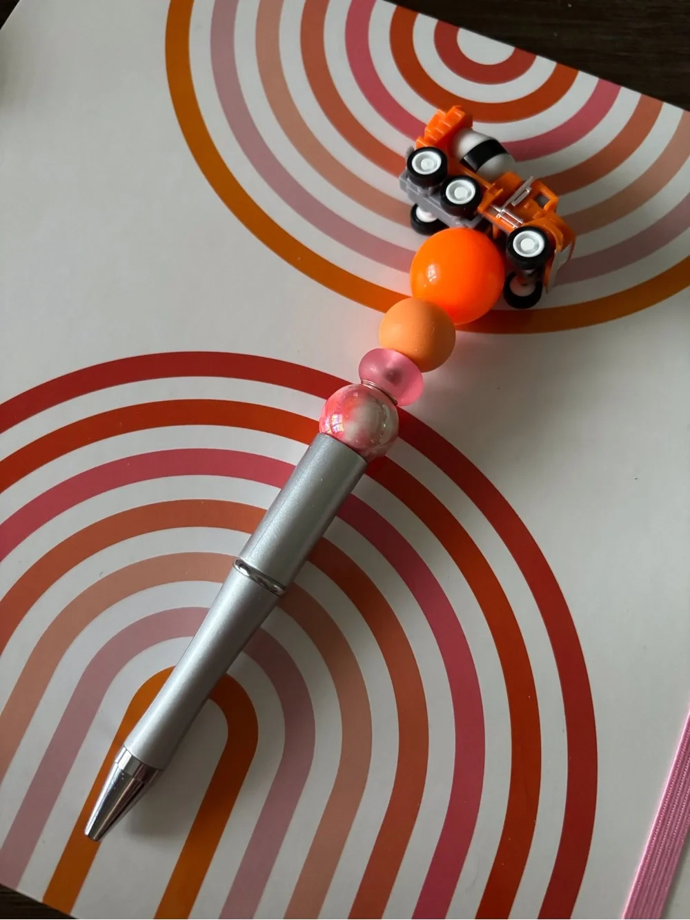 Large Trucks: Concrete Mixer Truck Handmade Beaded Pen
